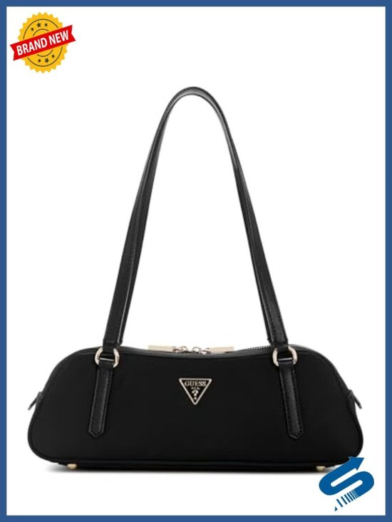 Handbags - Nylon Shoulder Satchel with Gold Hardware